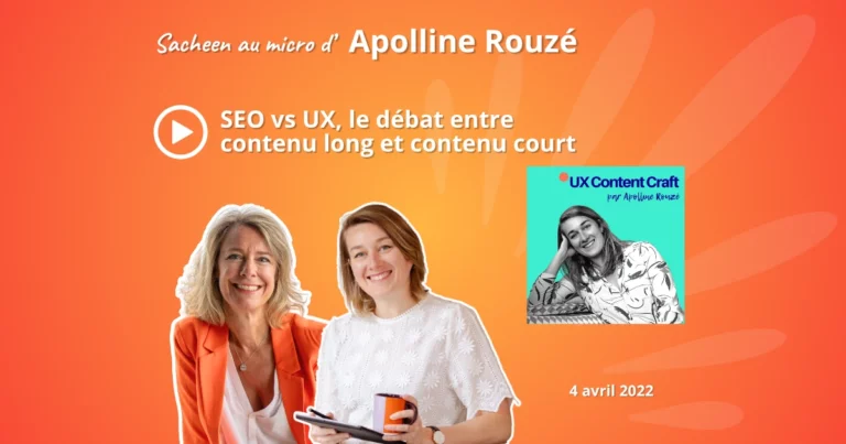 photos de Sacheen Sierro et Apolline Rouzé pour la couverture du podcast sur le débat entre seo et ux writing